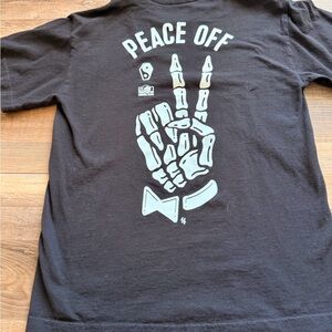 Black Graphic Tee with Peace Off Design
